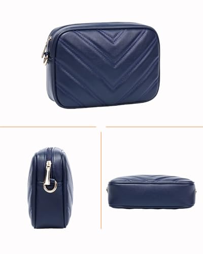 Image of Herald Quilted Small Crossbody Bag with Coin Pouch for Women | Lightweight, Vegan Leather, Trendy Style, Detachable Mini Pouch, 2 Size Cross Body Handbags with Wide Strap for Daily Travel