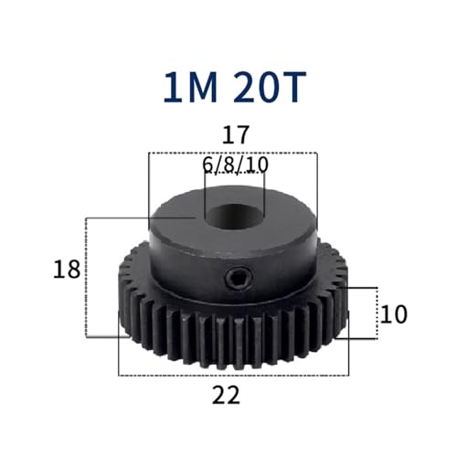 Engranaje recto de modulo 1 y 20 dientes para cremalleras con eje de 4 mm 2