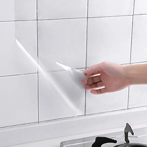 Clear Contact Paper Roll 17.7'' x 59'' Clear Glossy Self-Adhesive Film Cover Removable Protective Film Transparent Waterproof Liners Drawers Shelves Kitchen Cabinets Desks Fridge Roll