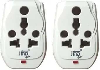 Jmd Gold Conversion International 3 Pin 3 Way Magic Multiplug 6 to 16 Amp 240V ( Set of- 2 ) Universal Multiplug Three Pin Plug (White)