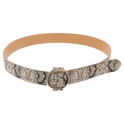 Women Round Buckle Waistband Faux Leather Casual Belt for Jeans and Shorts Stylish Snake Print Wide Waist Girdle Lightweight Fashion Accessory