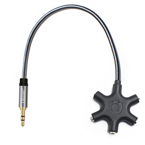 Oluote Divisor de Auriculares, Conector Divisor de Audio Para Múltiples Auriculares de 5 Vías, Adaptador Macho TRS de 3,5mm a Hembra TRS de 3,5 mm * 5 Para Reproductor de MP3, Altavoces (5M)