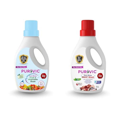 Image of Pure Rinse Fruit & Vegetable Wash + Meat Wash Combo (500ml Each) | Nature-Inspired Formula | Removes Dirt, Wax, Pesticides & Germs | Safe for Daily Kitchen Use