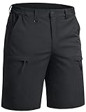 TACVASEN Men's Hiking Cargo Shorts Quick Dry Lightweight Fishing Golf Casual Shorts with Multi Pockets D-Ring Black 36
