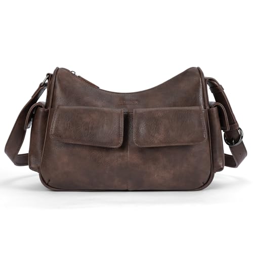 APHISON Shoulder Bag for Women, Vegan Leather Purses Bags for Ladies Trendy, Multi Pockets Handbags
