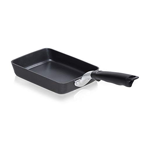 Techef - Tamagoyaki Japanese Omelette Pan/Egg Pan Skillet, Pfoa-Free, Dishwasher Safe, Induction-Ready, Made In Korea (Black/Medium) #TOP1