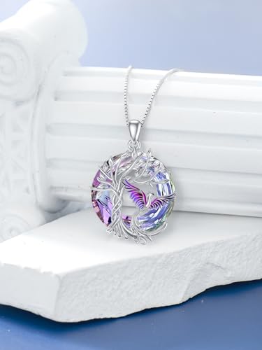 TOUPOP Phoenix Necklace 925 Sterling Silver Crystal Pendant Phoenix Rising Jewelry Women Birthday Gifts2