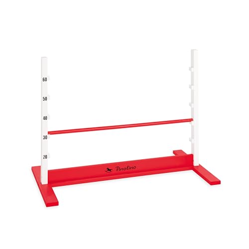 PINOLINO Hindernishürde Hoppe, Weiß/Rot, 1 Stück, Koordinationstraining – Ideal für Steckenpferd-Reiten, Ab 3 Jahren, Höhenverstellbar