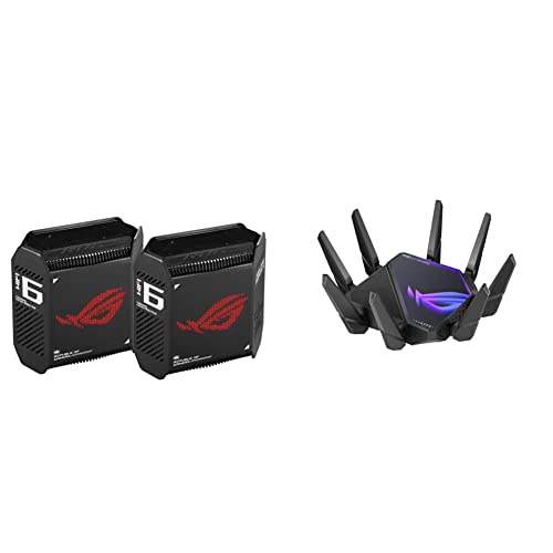 Asus Rog Rapture Gt6 (2Pk) Tri-Band Wifi 6 Gaming Mesh Wifi System & Rog Rapture Wifi 6E Gaming Router (Gt-Axe16000) - Quad-Band, 6 Ghz Ready, Dual 10G Ports, 2.5G Wan Port, Aimesh Support #TOP15