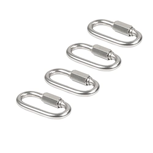 Stainless Steel Chain Quick Link - 4Pcs Heavy Duty Anti-Rust Quick Links for Key Ring, Backpack, String Light, Kids Swing, 880 Lbs Capacity