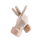 Reocahoo Guantes de Boda Guantes de equitación de Lana para Mujer, Guantes cálidos y cómodos de Terciopelo Bordados para Invierno, para Exteriores Elástico