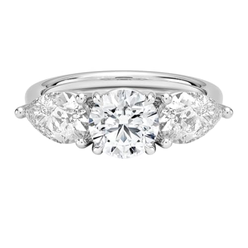 1 CT Round Cut Lab Grown Diamond Luxe Three Stone Engagement Ring For Her