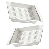 FRCOLOR 2 Stück Kühlschrank Eieraufbewahrungsbox mit Fächern Stapelbare Eierschachtel zur Frischhaltung Transparente Aufbewahrungsbox für Eier im Kühlschrank Platzsparend und Langlebig
