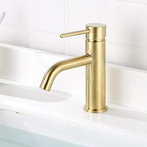 Mitigeur or brossé pour lavabo de salle de bain chic en laiton durable