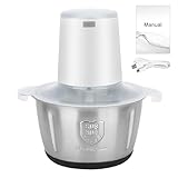 yulewiix Küchenmaschine & Gemüsehacker, 2L große Kapazität 4 Blätter Fleisch Mincer, USB-wiederaufladbare elektrische Fleischmühle zum Schneiden, Zerkleinern, Schnäppchen und Püree, Weiß