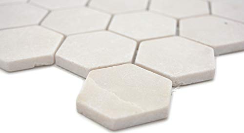Piastrelle a mosaico, marmo naturale, beige esagone, marmo botticino Antico, MOS42-1212