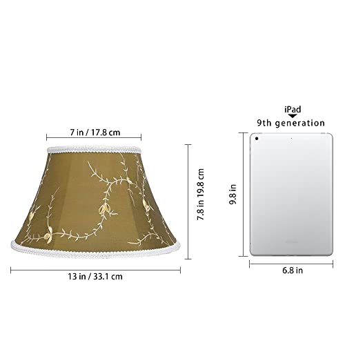 Royal Palace Style Medium Lamp Shade With Embroidery, Alucset Fabric Lampshades For Table Lamp And Floor Light, 7 X 13 X 7.8 Inch, Natural Linen Hand Crafted, Spider #TOP1