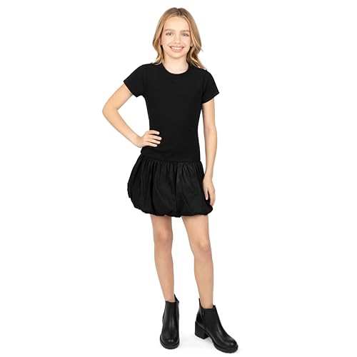 Speechless Girls' Short Sleeve Drop Waist Bubble Party Dress