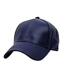 Unisex Adjustable Genuine Leather Baseball Cap Hat Made in USA-Navy
