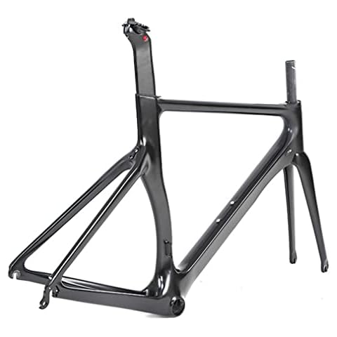 YOJOLO Road Bike Frame Fork Carbon EPS C Brake Bicycle Frame Pneumatic Breaking Wind Frame 46/48/50/52/56cm BB86 Quick Release 100/130mm, For 700C Wheels (Color : Black, Size : 52CM) Cover