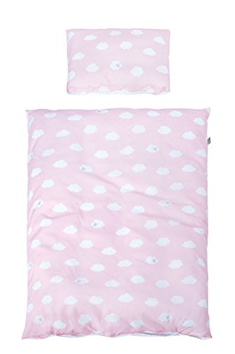 roba Kinderbettwäsche 100 x 135 cm - Kleine Wolke - Bettwäsche Set für Mädchen & Jungen - 2-teilig inkl. Decken & Kissenbezug aus Baumwolle - Rosa