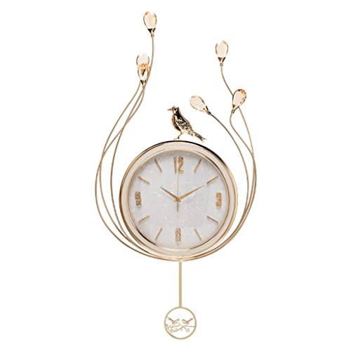 EHVYBDX Reloj de pared de péndulo silencioso, de metal, decorativo, funciona con reloj de pared silencioso sin tictac con péndulo, arte de pared sin tictac