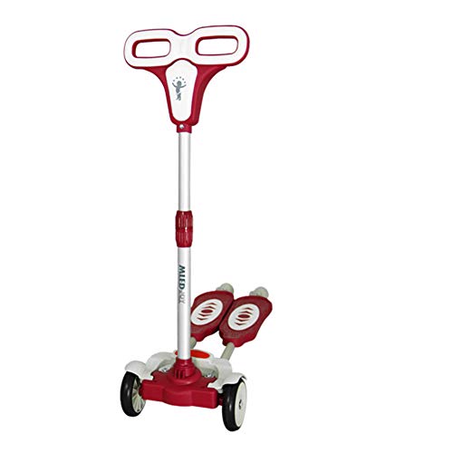 Cqing 4 Wheels Scooter Push Swing Slider Wiggle Striker Drifter Scooter for Kids, 3 Grade Adjustable Height,for Kids Over 2 Year Older,Red