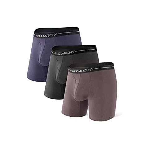 DAVID ARCHY Men's Boxer Briefs Boxer Shorts Men's Underwear Multipack, Ultra Soft and Breathable - 3 Pack Cover