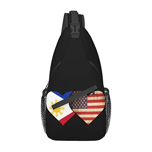 Mochila bandolera unisex con banderas de Filipinas y EE.UU. miniatura 2