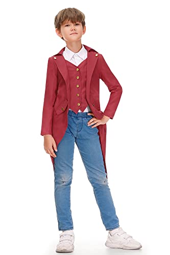 Besserbay Kid Boys Vampire Gothic Tailcoat Renaissance Steampunk Vintage Medieval Red Tuxedo Jacket Plagu Costume 5-6 Years #TOP1