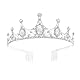 IYOU Sparkly Strass Krone Silber Kristall Prinzessin Tiara Braut Hochzeit Kopfstück Erstkommunion Haarschmuck für Mädchen