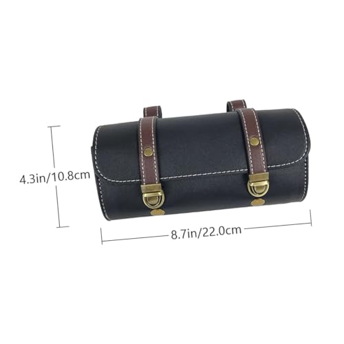 Alforja lateral para motocicleta de cuero con gran capacidad, bolsa para herramientas para manillar y asiento trasero, almacenamiento para motos cruiser y bicicletas miniatura 2