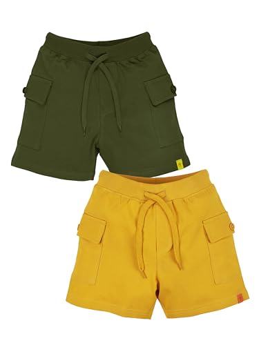 Image of KiddoPanti Boys 100% Cotton Knitted Above Knee Length Basic Cargo Shorts