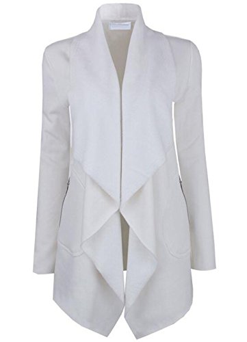 Cardigan avant YALI XL blanc avec large revers pour femme