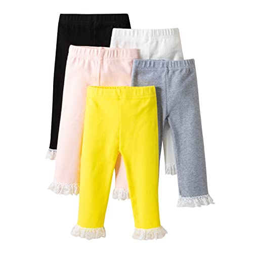 Image of Unisex Baby 0-48 Months 5-Pack Pants in Grey White Black Yellow and Pink (6-12 Months)