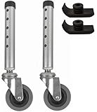 Swivel Walker Wheels, Swivel Hard Rubber Universal Walker Casters Wheel with 5 Height Adjustable, Replacement Rollator Accessories, Extra 2 Ski Glides Included