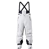 HOTIAN Herren Skihose Hosenträgerhose Baggy Snowboardhose Wasserdicht Winddichte Atmungsaktiv Outdoorhose Winter Warme Oversize Schneehose
