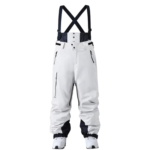 HOTIAN Herren Skihose Hosenträgerhose Baggy Snowboardhose Wasserdicht Winddichte Atmungsaktiv Outdoorhose Winter Warme Oversize Schneehose