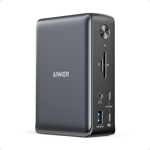 Anker Laptop Docking Station, 13-in-1 USB-C Docking Station, Triple Display with 2xHDMI and 1xDP, 10 Gbps USB-C and 5 Gbps USB-A Data, Ethernet, Audio, SD, 85W Charging for Dell, HP, Lenovo 