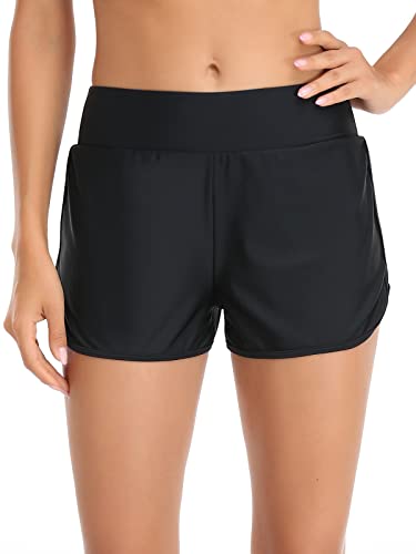 RELLECIGA Women's Board Shorts High Waisted Tummy Control Built-in Swim Shorts2