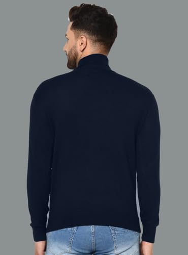 Image of Winter Wear Cotton Plain Full Sleeve Turtle Neck T Shirt for Men