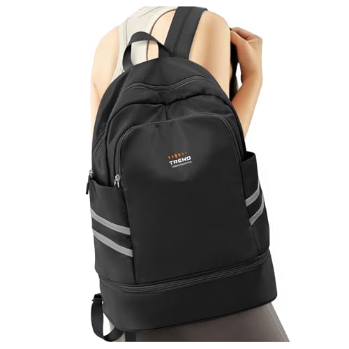 SYCNB Gym Backpack for Women with Shoes Compartment & Wet Pocket, Large Travel Backpack, Waterproof, Black - Main Image