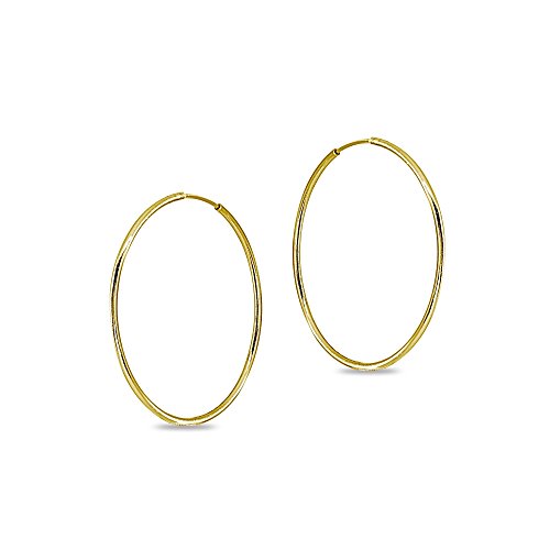 14k Gold High Polished 2x40mm Continuous Endless Round Hoop Earrings2