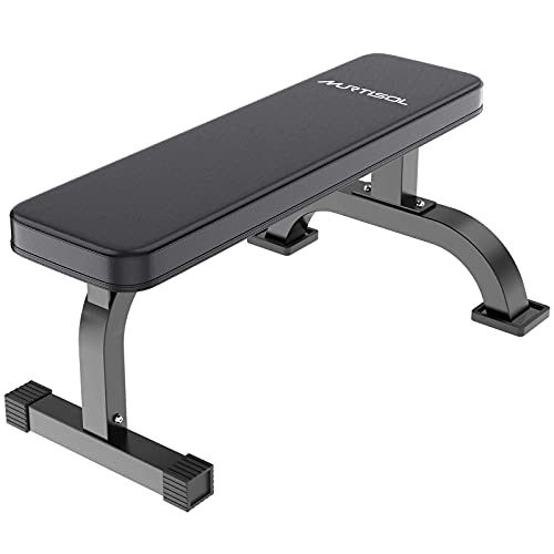 Murtisol Multifunctional Flat Weight Bench for Weight Training and Abdominal Exercise ,Workout Excercise Fitness Bench ,45.67''*25.2''*16.34'',Model 1212,Black