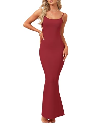 Image of AUSELILY Womens Bodycon Maxi Dress Square Neck Sexy Slip Long Dress | Sleeveless slip design with a long skirt line, Going out dress for celebrations, Style with heels