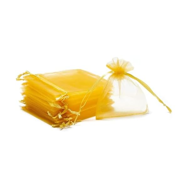Sthavar Plastic Bakeyy Organza Return Gift Bags|Drawstring Pouches For Wedding|Jewellery Pouch Potli Bags|Sheer Transparent Net Tissue Potli Bags Pack Of 50 Pcs. (4/6, Gold) - Image 4