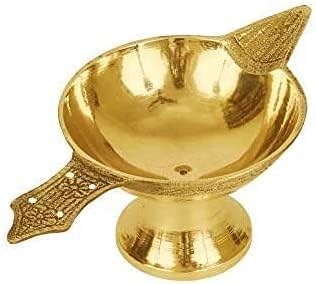 Brass Small Diya with Cotton Wick Jyoti Oil Lamp for Diwali Pooja and Festive Puja Decoration 1pc