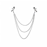 Nipple Clamps Sensory Toys Woman，Adjustable Pressure Nipple Clips for Adult Play Non-Piercing Metal Body Chain (Silver)