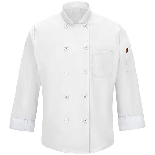 Image of Red Kap Men's Long Sleeve Ten Button Chef Coat with Mimix and Oilblok