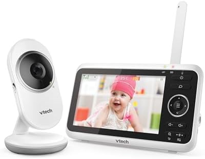 Vtech VM350 Baby Monitor with Camera, 5 Inch Video Baby Monitor, Clear Sound Baby Monitor with Camera LCD Colour Screen and Night Vision Function with Intercom Function, Lullabies and Sounds